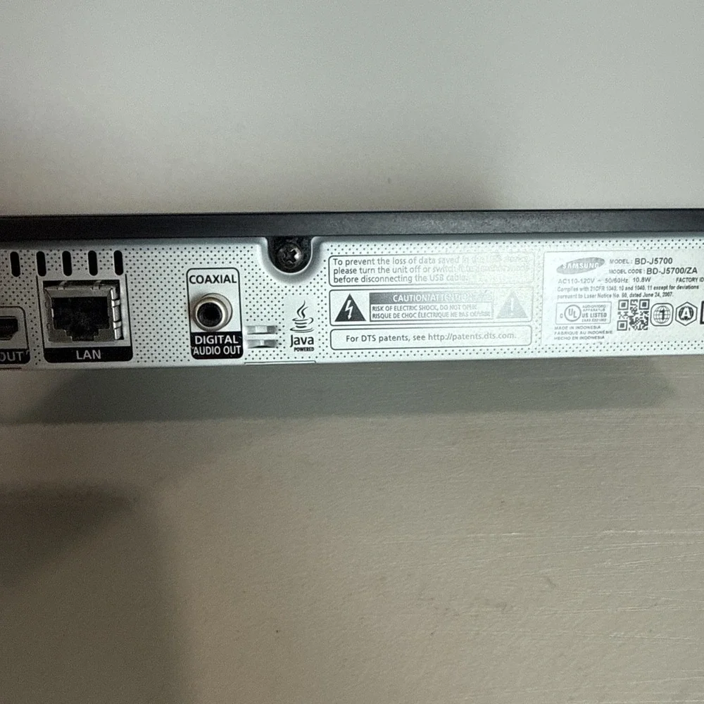 Samsung BD-J5700 Blu-ray DVD Player Wi-Fi Streaming HDMI No Remote Tested